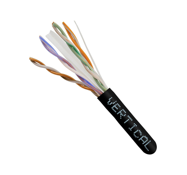 1000ft Bulk CAT6 23AWG UTP 8C CMR Bare Copper Unshielded 550MHz Ethernet Cable - Black