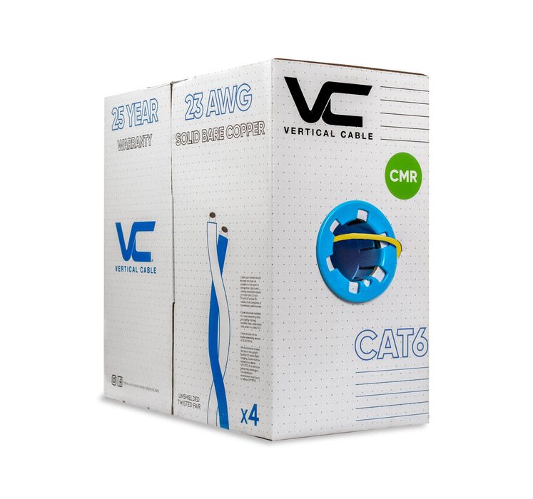 1000ft Bulk CAT6 23AWG UTP 8C CMR Bare Copper Unshielded 550MHz Ethernet Cable - Yellow