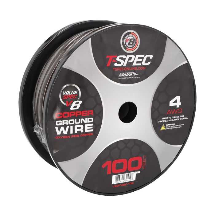 T-Spec V8GT4BK-100 V8GT Series 4 Gauge 100FT OFC Ultra-Flexible Power Wire Black