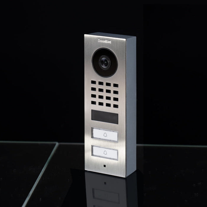 DoorBird D1102V Surface-Mount IP Video Intercom 1080p Ultra‑Wide Camera Night Vision 4D Motion Sensor PoE LAN 2 Call Buttons - Stainless Steel