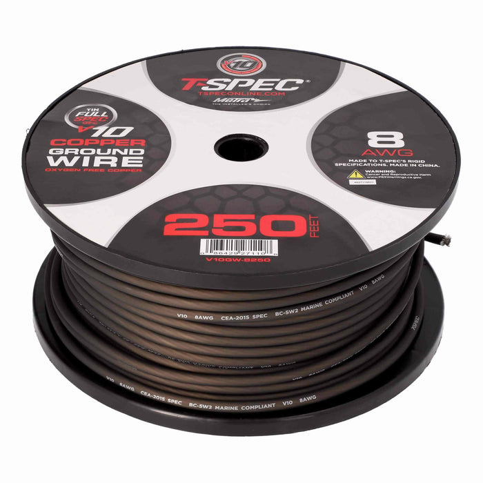T-Spec V10GW-8250 8 AWG OFC Power Wire v10 SERIES - 250ft  Matte Black