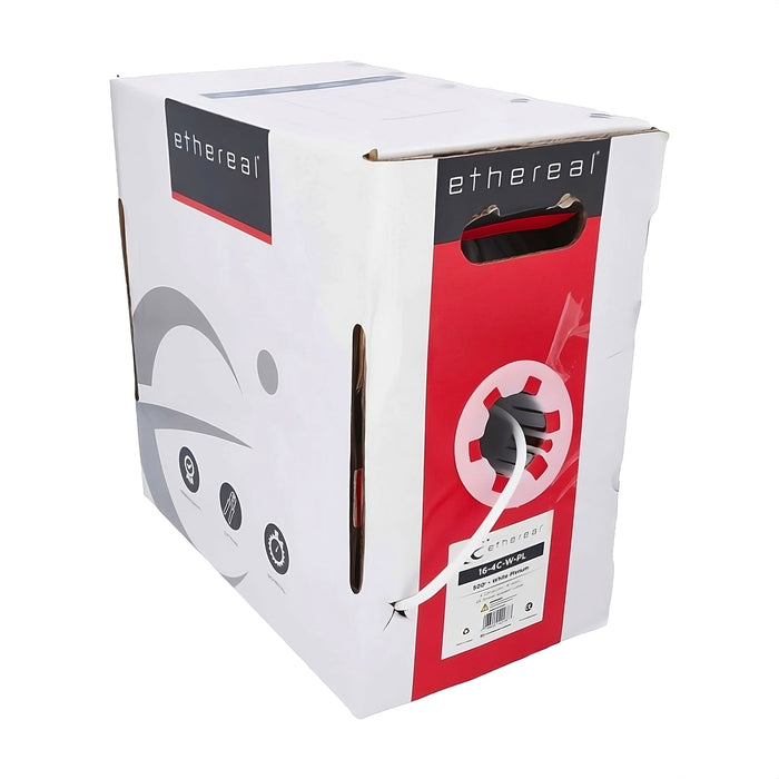 16 AWG 4 Conductor Speaker Wire ETL Listed Plenum Rated 65 Strands OFC - 500FT Pull Box, White