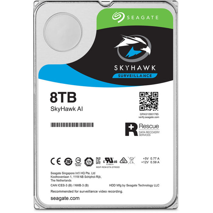 Seagate SkyHawk AI 8TB Surveillance Hard Drive 3.5" SATA 6Gb/s Internal HDD for Security DVR/NVR