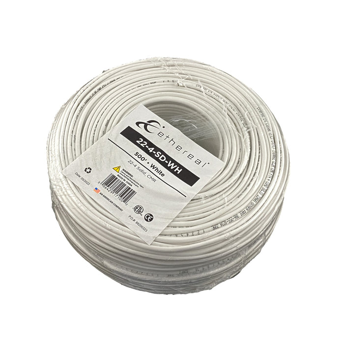 22 AWG 4 Conductor OFC ETL Listed Solid Bare Copper Wire CL2 CMR 500ft White