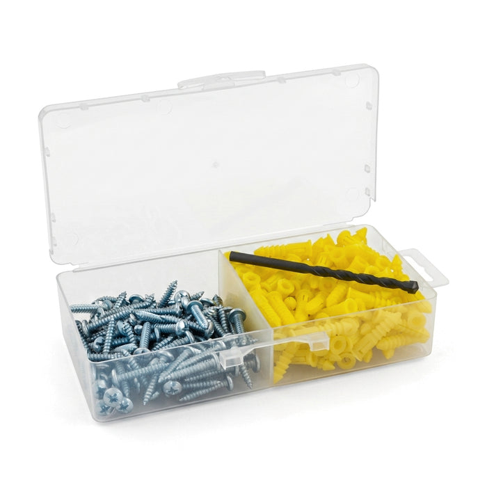 100 Pcs #10 x 1" Screw & Anchor Kit with Carbide‑Tip Drill Bit for Drywall and Masonry