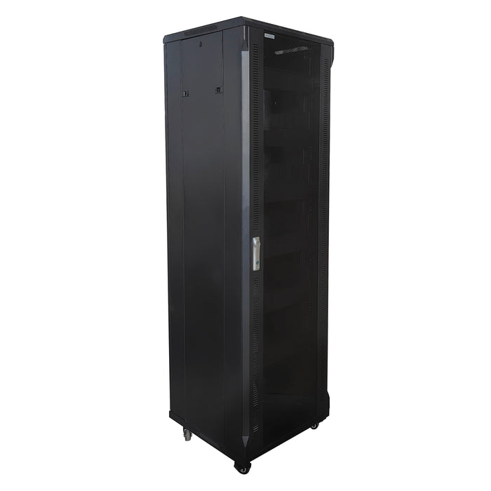 42U Server Rack Cabinet 80.5" Vented Door and Shelves with Casters, Network Enclosure