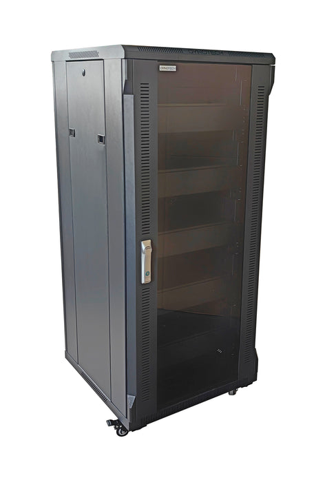 27U Server Rack Cabinet 55" Glass Door Removal Side Panels with Casters Network Enclosure