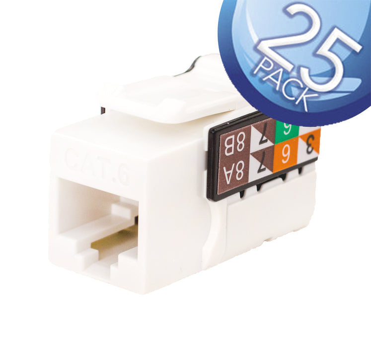 Vertical Cable 352-V2700/BW/25 CAT6 RJ45 Keystone Jack V-Max Series Unshielded - White (25 pack)