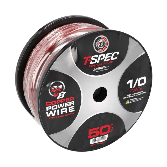 T-Spec V8GT10RD-50 v8GT SERIES Red 1/0 AWG 50FT RED OFC Power Wire