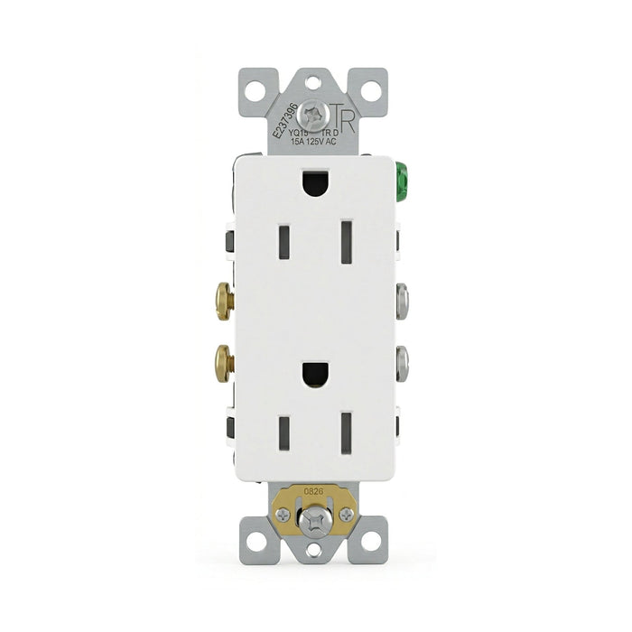 15 Amp Outlet 125V Tamper-Resistant Decorator Receptacle UL Listed Self-Grounding Wall Outlet - White (10 pack)
