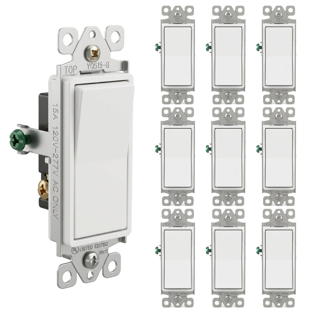 3-Way 15 Amp 120‑277V AC Rocker Switch UL Listed Modern Decorator Wall ...