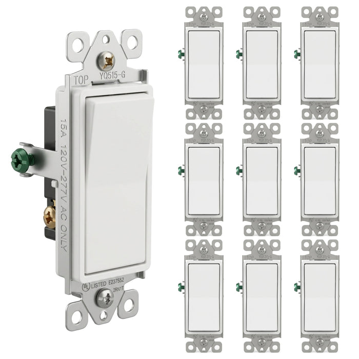 3-Way 15 Amp 120‑277V AC Rocker Switch UL Listed Modern Decorator Wall ...