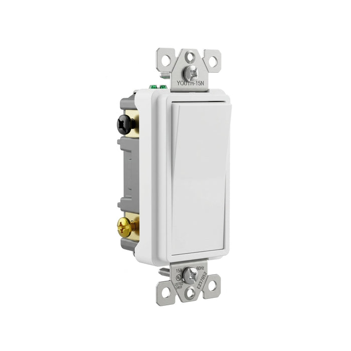 Decora Style Rocker Switch 4‑Way 15 Amp 120–277V AC Rocker Switch UL Listed Modern Decora Style W ...
