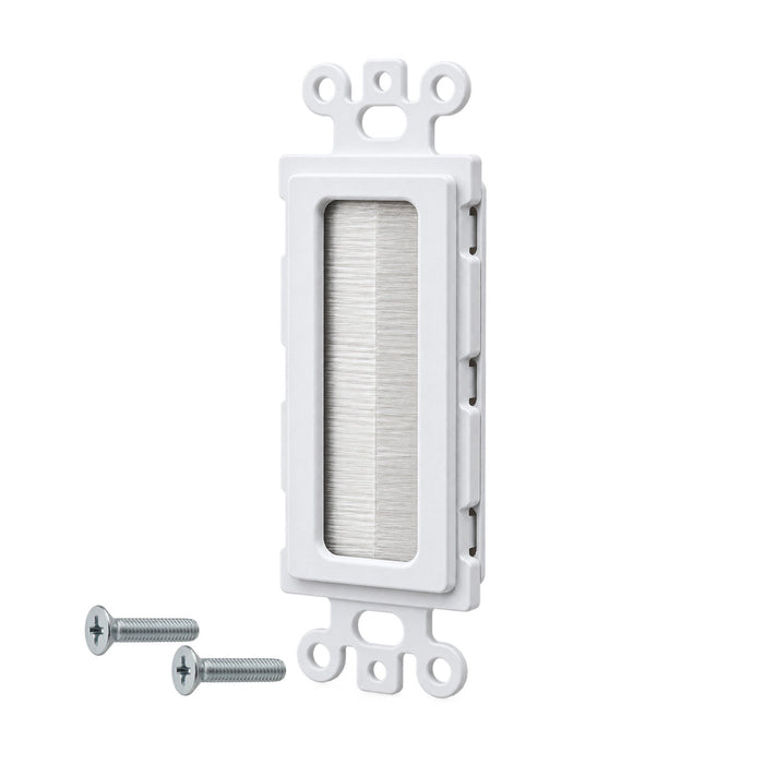DataComm 45-0019-UWH Decorator Brush Wall Plate Insert 1-Gang Cable Pass-Through Brush White - 10-Pack