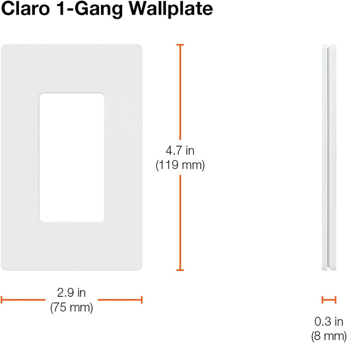 Lutron Claro Light Switch Cover Plate 1 Gang Wallplate Gloss Screwless Wall Plate Cover - Light Almond