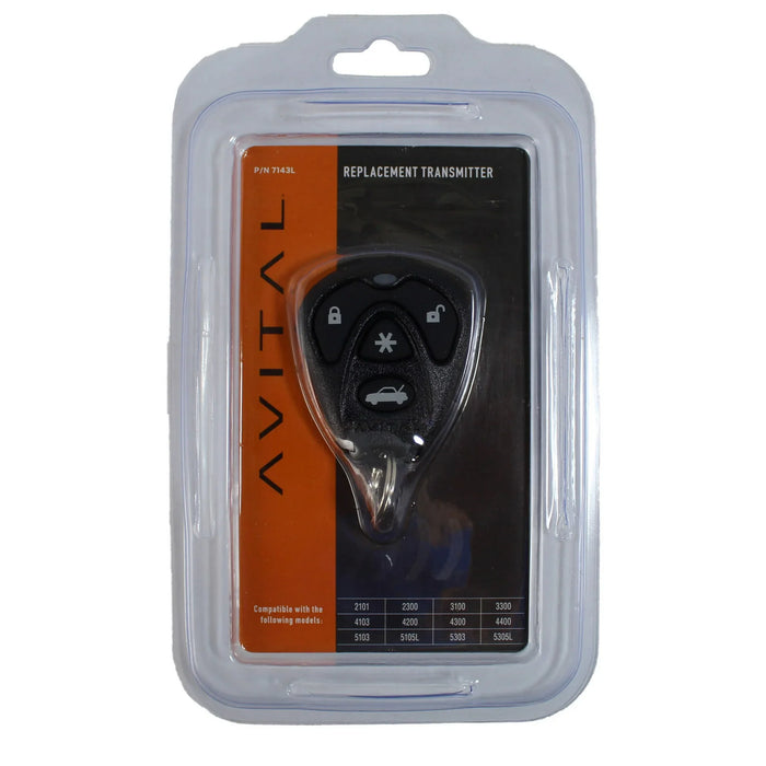 Avital 7143L 1-Way 4 Button Replacement Remote Up to 1/4 Mile Range