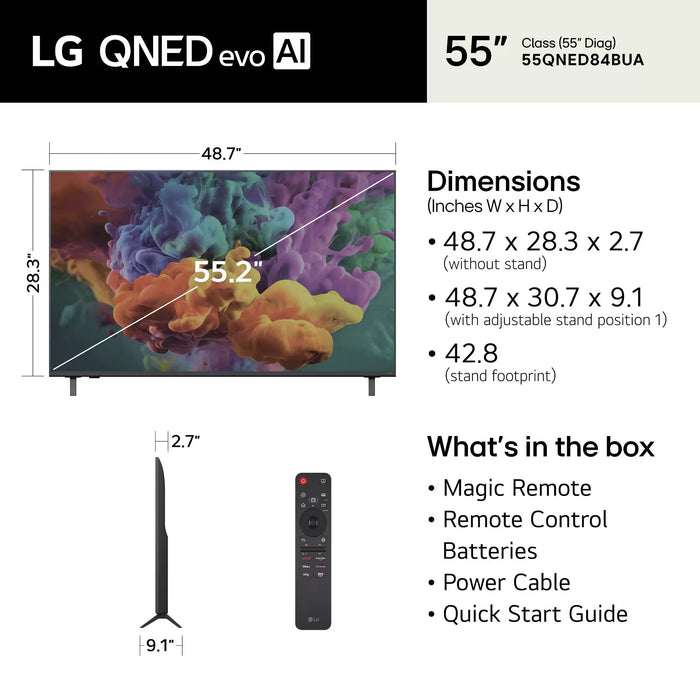 LG 55" Class QNED 84B Series evo AI Mini LED 4K Smart TV 2026 (55QNED84BUA)