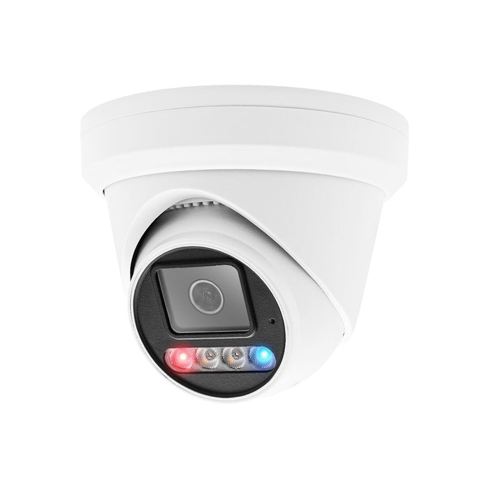 6MP Turret POE IP Camera 2.8mm Lens Dual Light H.264/H.265 Color 24/7 2-Way Audio with Active Deterrence