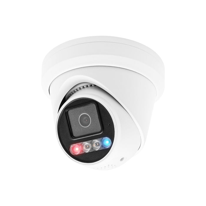 6MP Turret POE IP Camera 2.8mm Lens Dual Light H.264/H.265 Color 24/7 2-Way Audio with Active Deterrence