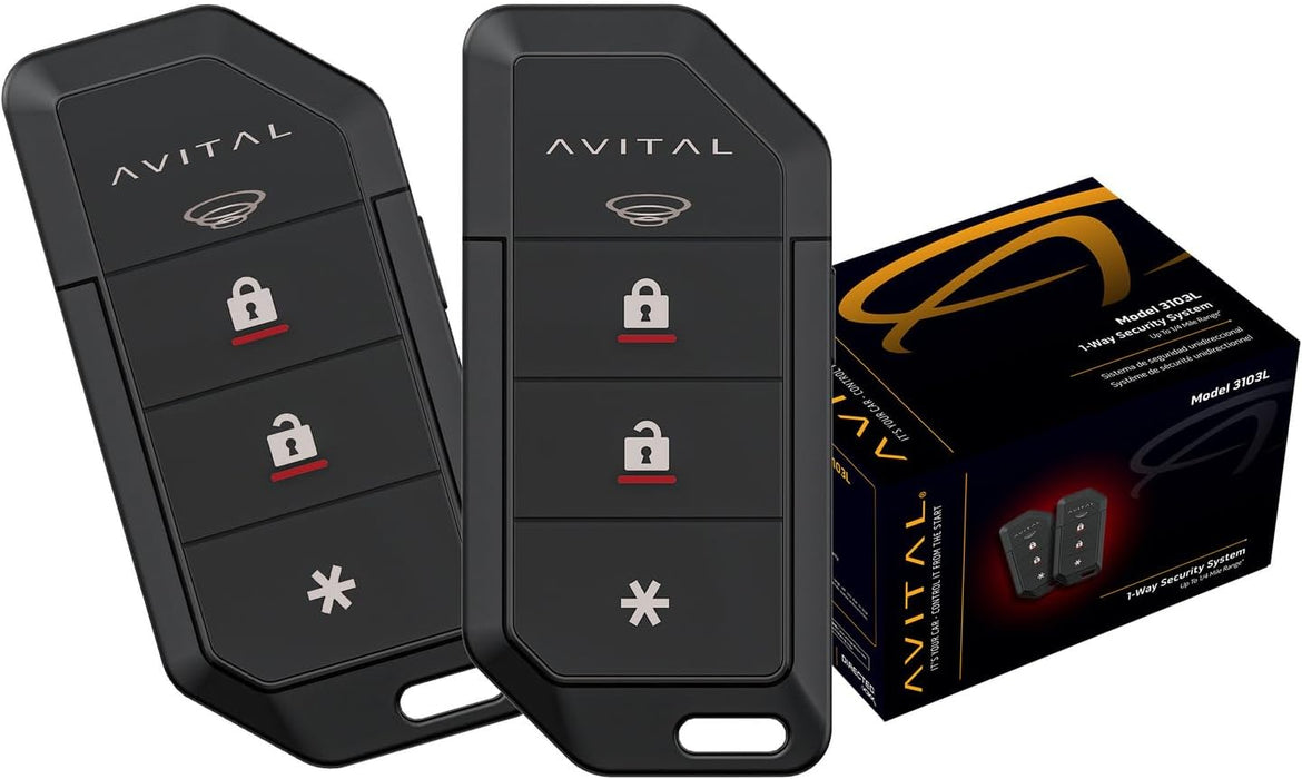 Avital 3103L Automotive 1-Way Security System with Two 4-Button Remotes