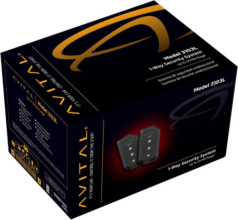 Avital 3103L Automotive 1-Way Security System with Two 4-Button Remotes
