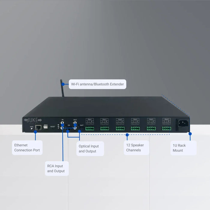 Juke Audio Juke+ Multi-Room Audio Amplifier 6-zone with Apple AirPlay 2, Spotify Connect, and Bluetooth