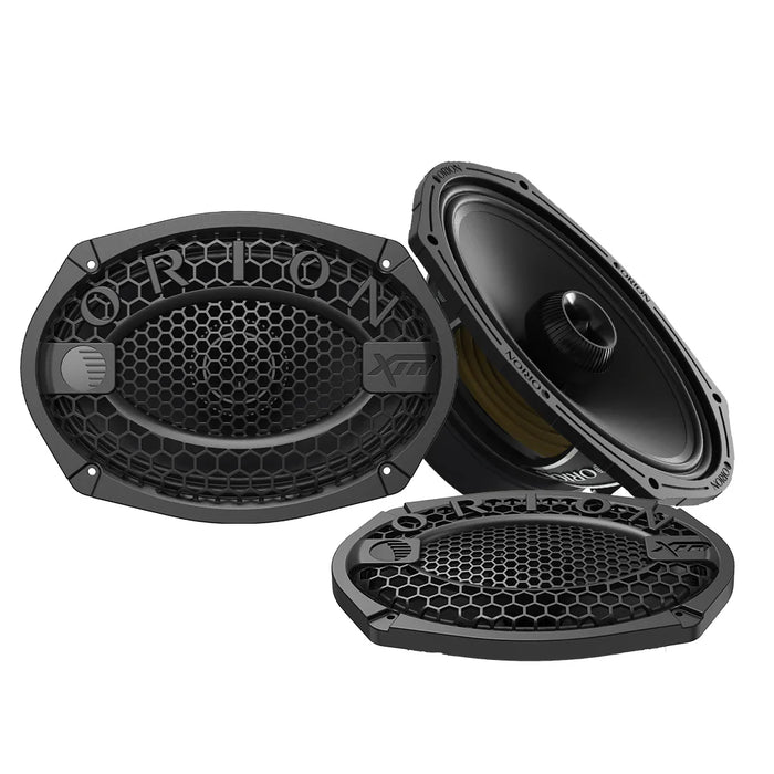 Orion XMT69.4 6x9” 400W RMS 4 Ohm Water-Resistant Midrange Coaxial Speakers W/ Grills (Pair)