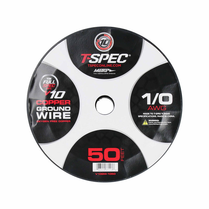 T-Spec V10GW-1050 1/0 AWG OFC Power Wire - v10 SERIES - 50ft Matte Black