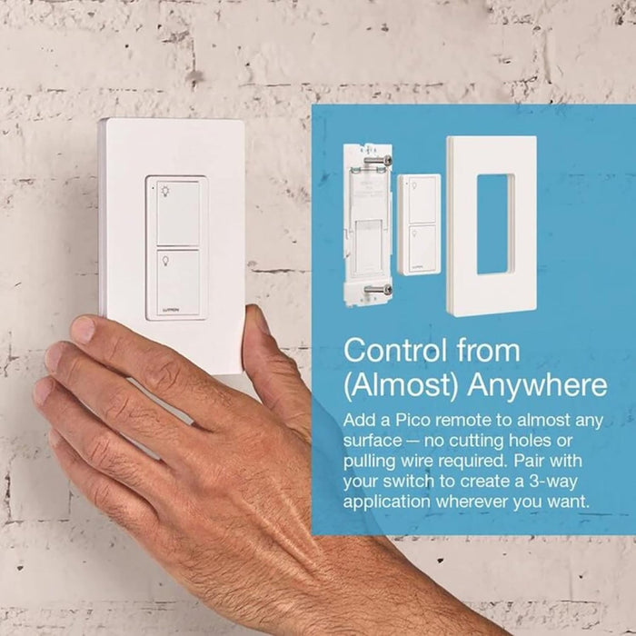 Lutron PD-6ANS-LA Caseta Wireless In-Wall Switch Original Smart Light Switch for Home, LED Lights, and Fans, 6 Amp, Single-Pole/3-Way - Light Almond