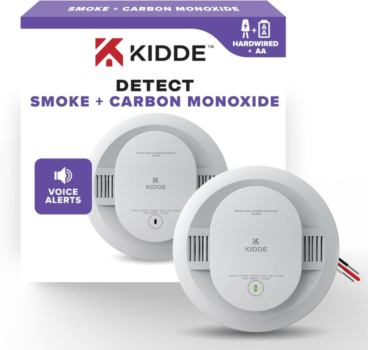 Kidde 30CUAR-V Hardwired Smoke & Carbon Monoxide Detector, AA Battery Backup, Voice Alerts, Interconnectable, LED Warning Light Indicators, White