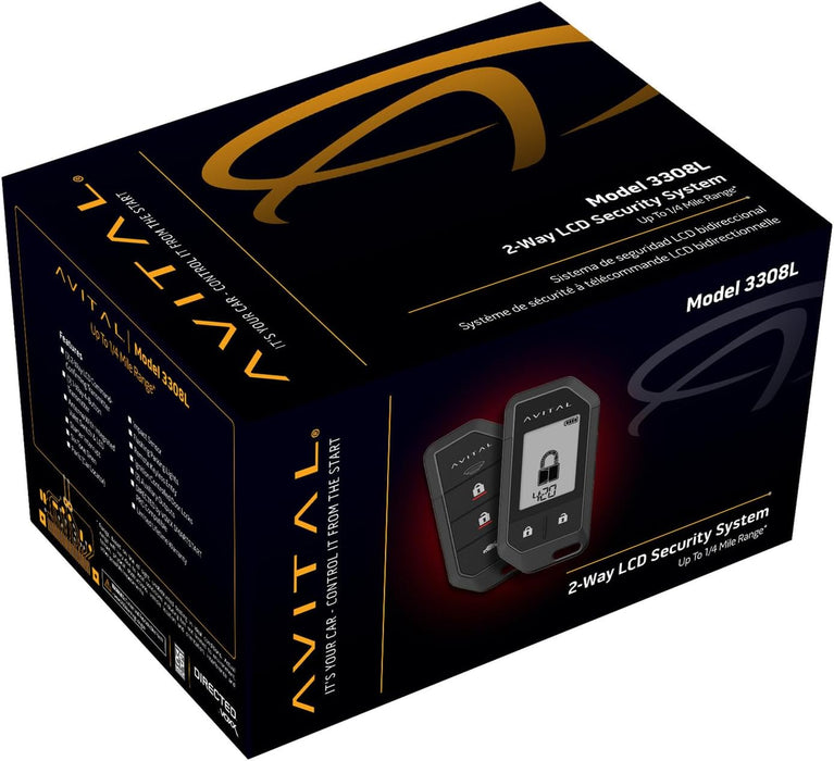 Avital 3308L 2-Way LCD Vehicle Security System with 2 Remotes (Compatible with Directed by VOXX SmartStart-Pro)