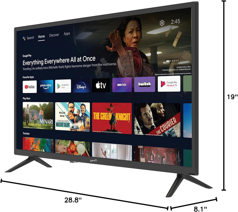Supersonic SC-3250GTV 32 inch Smart Google FHD DLED TV 1080p HDMI Wi-Fi Bluetooth