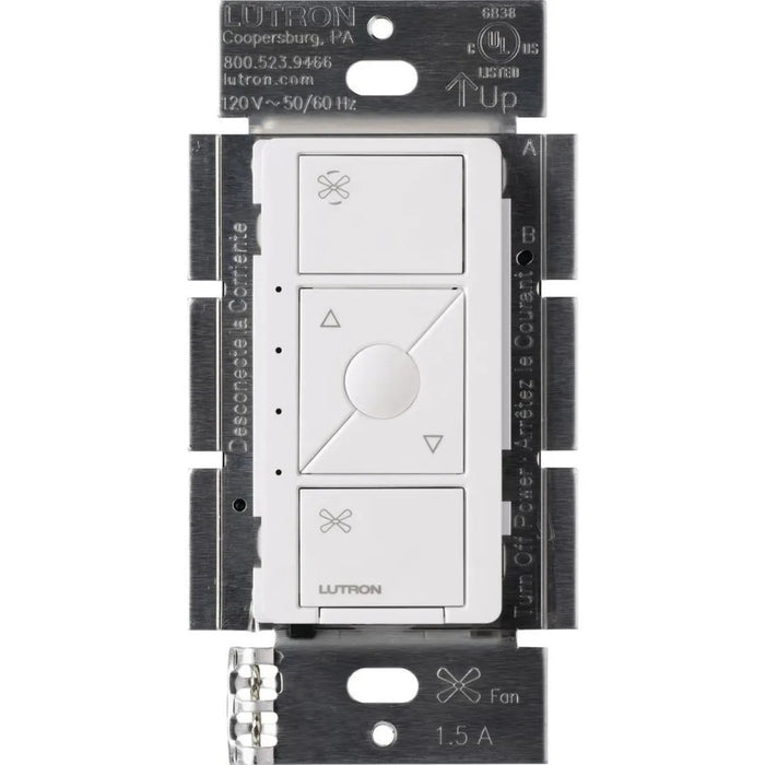 Lutron PD-FSQN-WH Caseta Wireless In-Wall Smart Fan 4-Speed Control Switch, 120V, White