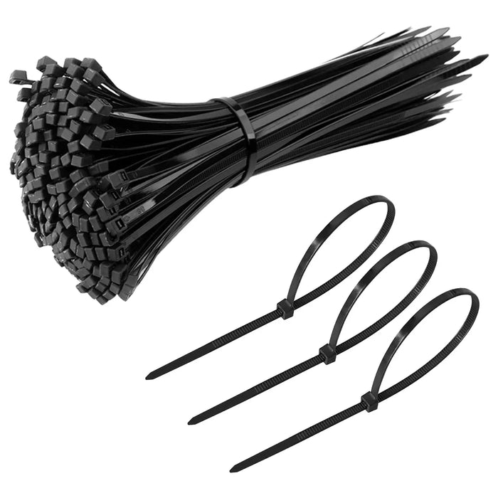 8" Black Zip Ties Cable Nylon Wrap 40 lbs Tensile Strength for Indoor Outdoor (100pcs)