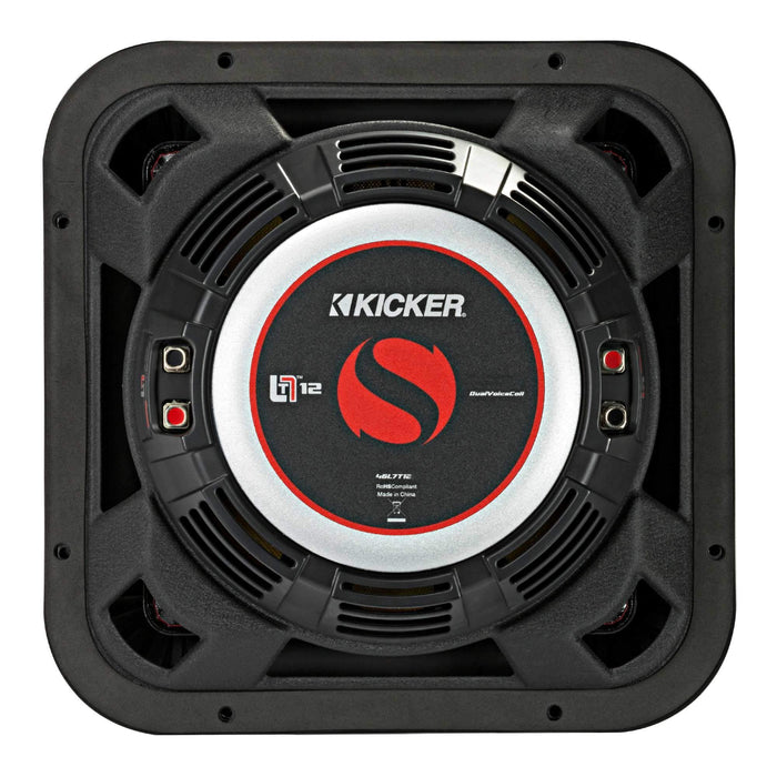 Kicker 46L7T124 12" 1200 Watt 4-Ohm DVC Shallow Mount Car Subwoofer L7T Solo-Baric Sub