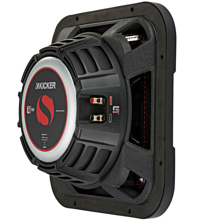 Kicker 46L7T124 12" 1200 Watt 4-Ohm DVC Shallow Mount Car Subwoofer L7T Solo-Baric Sub