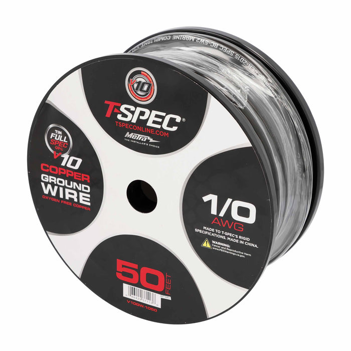 T-Spec V10GW-1050 1/0 AWG OFC Power Wire - v10 SERIES - 50ft Matte Black