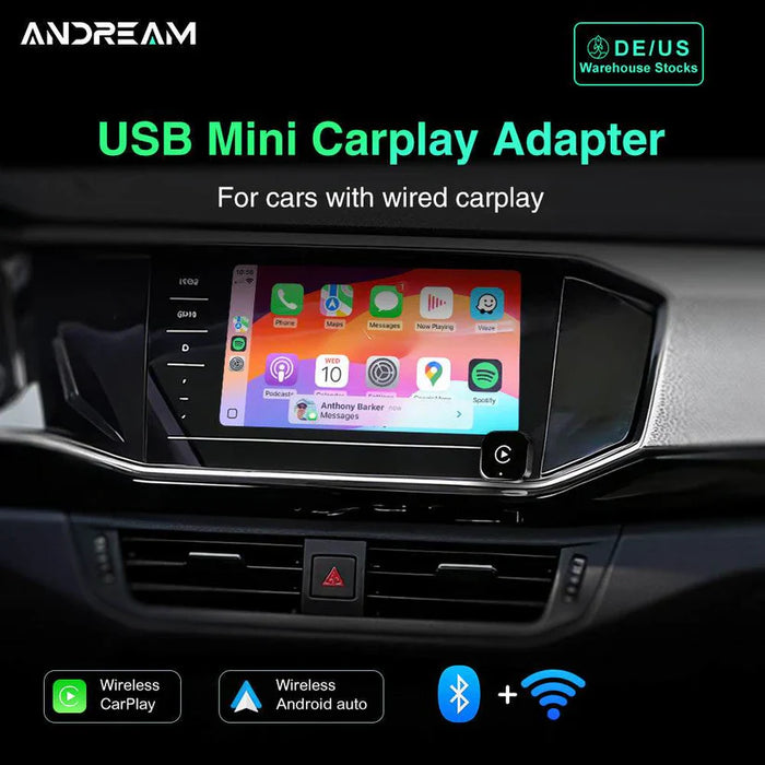 2 in 1 USB Mini Android Auto CarPlay Wireless Adapter Dongle Smart Box Upgrade Bluetooth 5