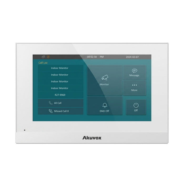 Akuvox C313S 7" Touchscreen Indoor Video Intercom Monitor Linux OS PoE SIP Compatible - White