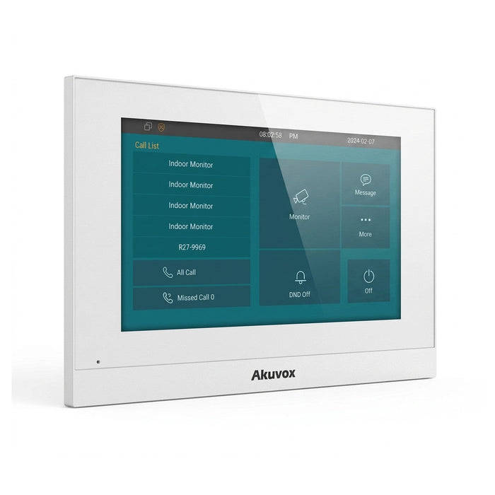 Akuvox C313S 7" Touchscreen Indoor Video Intercom Monitor Linux OS PoE SIP Compatible - White