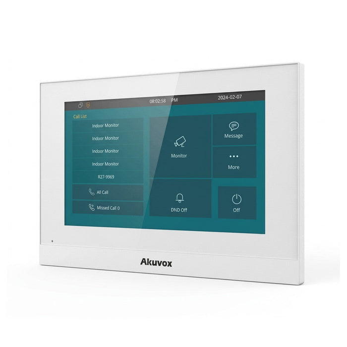 Akuvox C313S 7" Touchscreen Indoor Video Intercom Monitor Linux OS PoE SIP Compatible - White