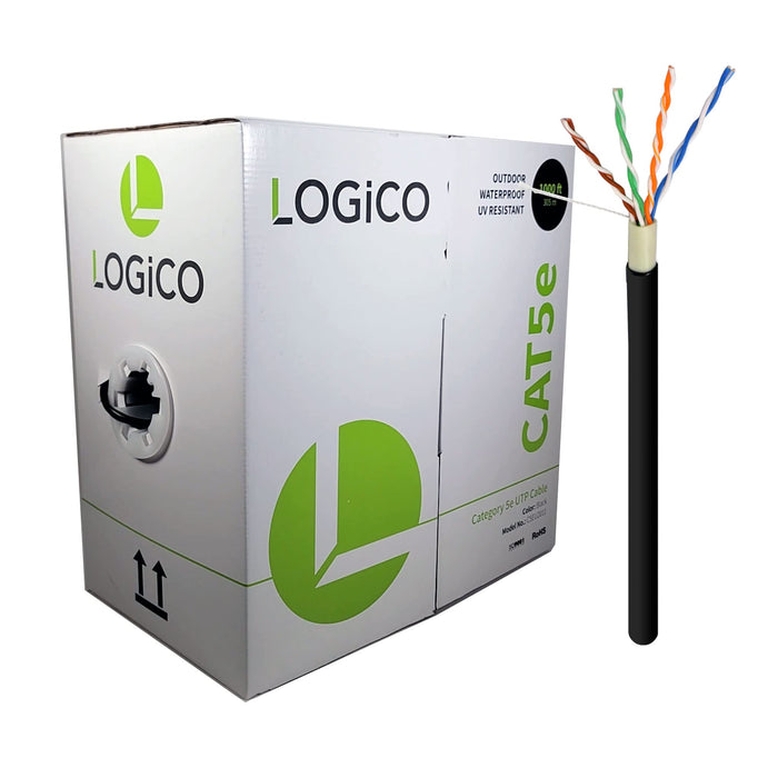 Cat5e 1000ft Unshielded Ethernet Network Cable CCA Outdoor Direct Burial UTP 350Mhz 24AWG