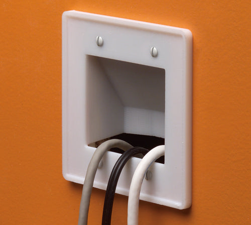 Arlington CE2 2-Gang Reversible Low-Voltage Cable Entrance Plate White