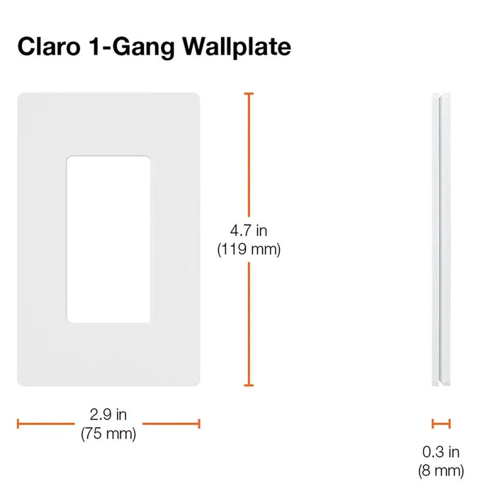 Lutron CW-1-BL Claro Screwless Wallplate 1 Gang Gloss Finish - Black