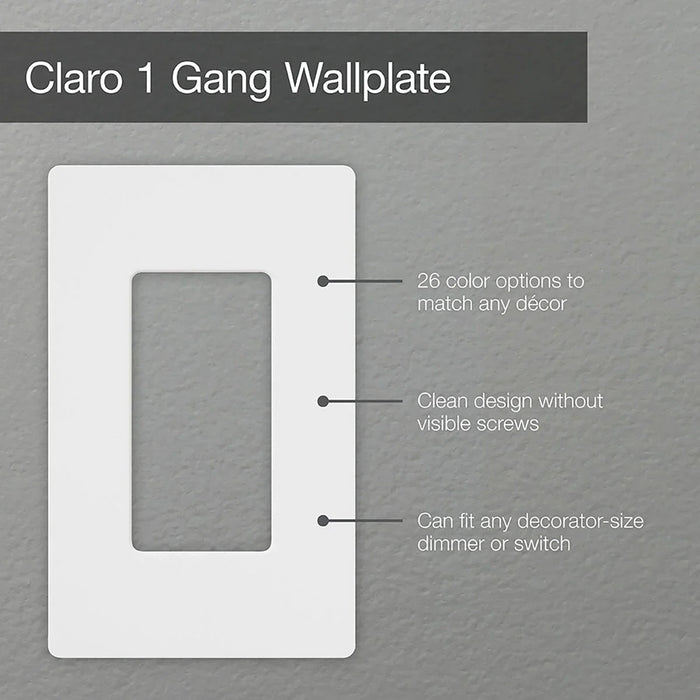 Lutron CW-1-BL Claro Screwless Wallplate 1 Gang Gloss Finish - Black