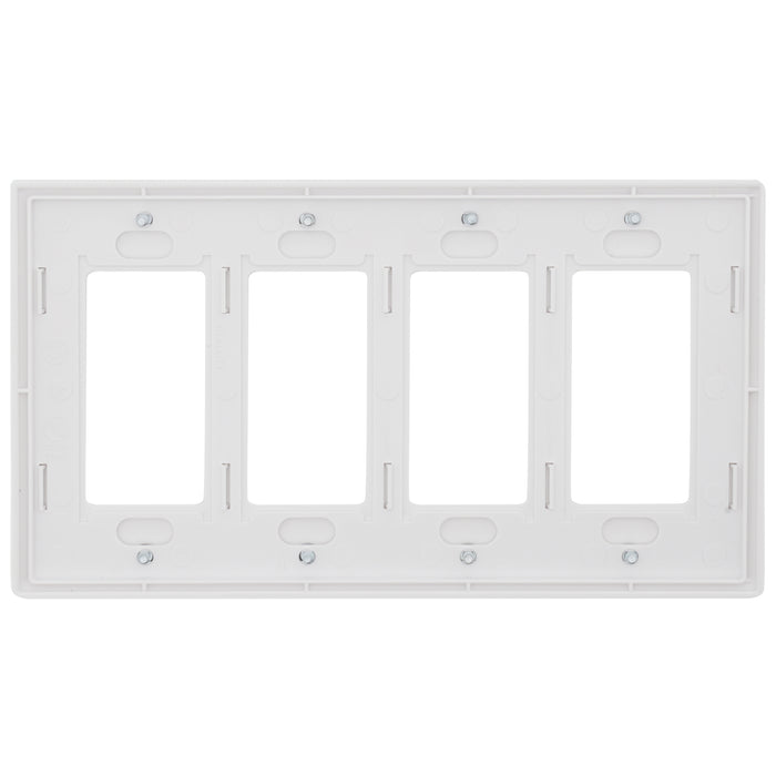 Lutron CW-4-WH Claro 4-Gang Screwless Wall Plate Decorator/Designer Paddle Switches and Dimmers - White