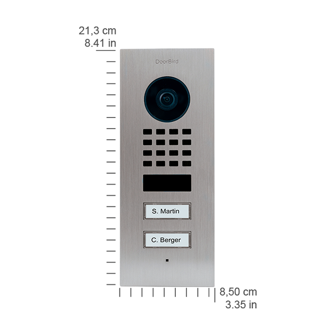 DoorBird D1102V Flush-Mount IP Video Intercom 1080p Ultra‑Wide Camera Night Vision 4D Motion Sensor PoE LAN 2 Call Buttons - Stainless Steel
