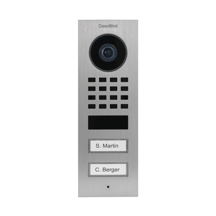 DoorBird D1102V Surface-Mount IP Video Intercom 1080p Ultra‑Wide Camera Night Vision 4D Motion Sensor PoE LAN 2 Call Buttons - Stainless Steel