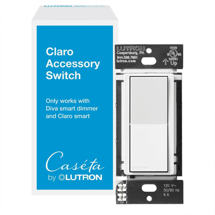 Lutron DVRF-AS-WH Claro Smart Accessory Switch, Only For Use With Diva Smart Dimmer, White