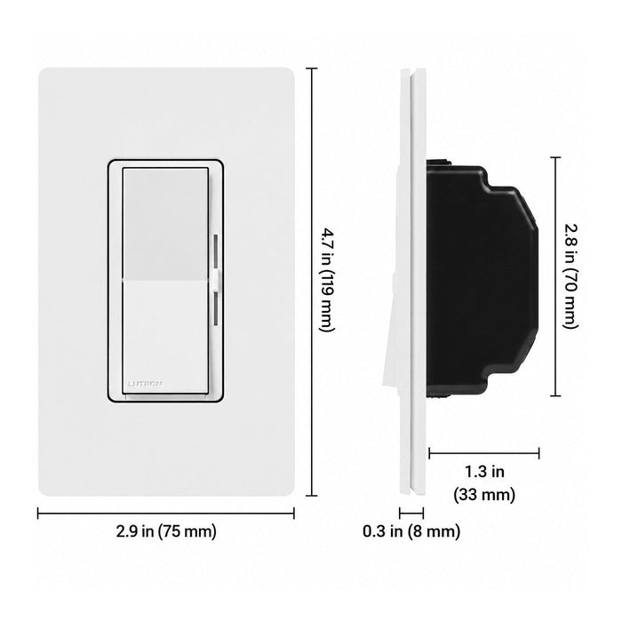 Lutron DVSTV-BL Diva 0-10V Single-Pole LED Dimmer 3-Way 8A 120-277V - Black